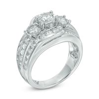 1.95 CT. T.W. Diamond Swirl Frame Past Present Future® Engagement Ring in 14K White Gold|Peoples Jewellers