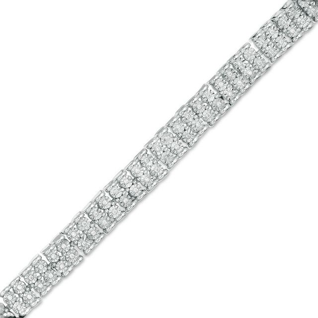 0.50 CT. T.W. Diamond Two Row Bracelet in Sterling Silver - 7.5"