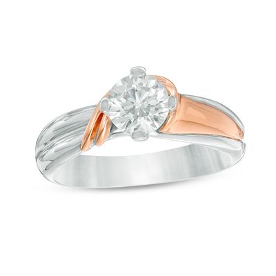 0.80 CT. Diamond Solitaire Swirl Engagement Ring in 14K Two-Tone Gold|Peoples Jewellers