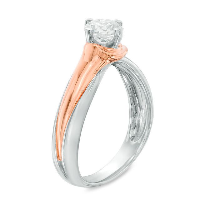 0.80 CT. Diamond Solitaire Swirl Engagement Ring in 14K Two-Tone Gold