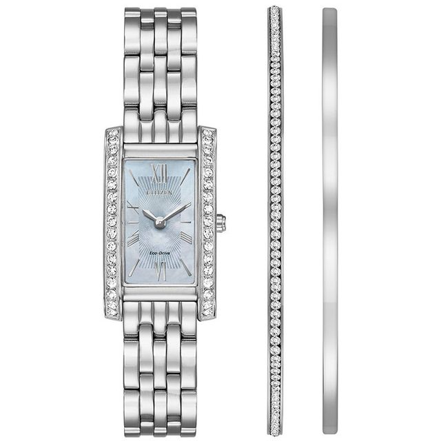 Ladies' Exclusive Citizen Eco-Drive® Crystal Accent Watch and Bangle Boxed Set (Model: EX1470-60D)|Peoples Jewellers