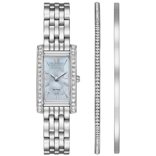 Ladies' Exclusive Citizen Eco-Drive® Crystal Accent Watch and Bangle Boxed Set (Model: EX1470-60D)