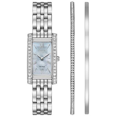 Ladies' Exclusive Citizen Eco-Drive® Crystal Accent Watch and Bangle Boxed Set (Model: EX1470-60D)|Peoples Jewellers