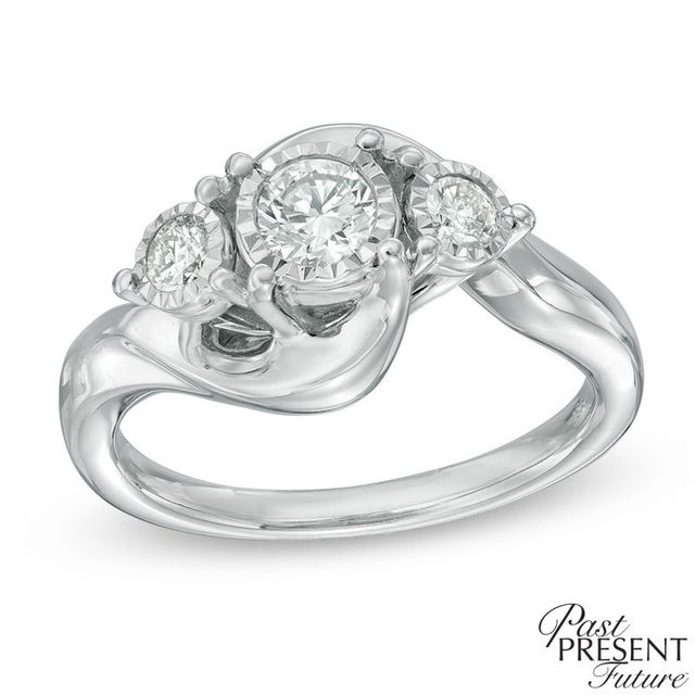 0.50 CT. T.W. Diamond Illusion Twist Past Present Future® Engagement Ring in 10K Gold|Peoples Jewellers