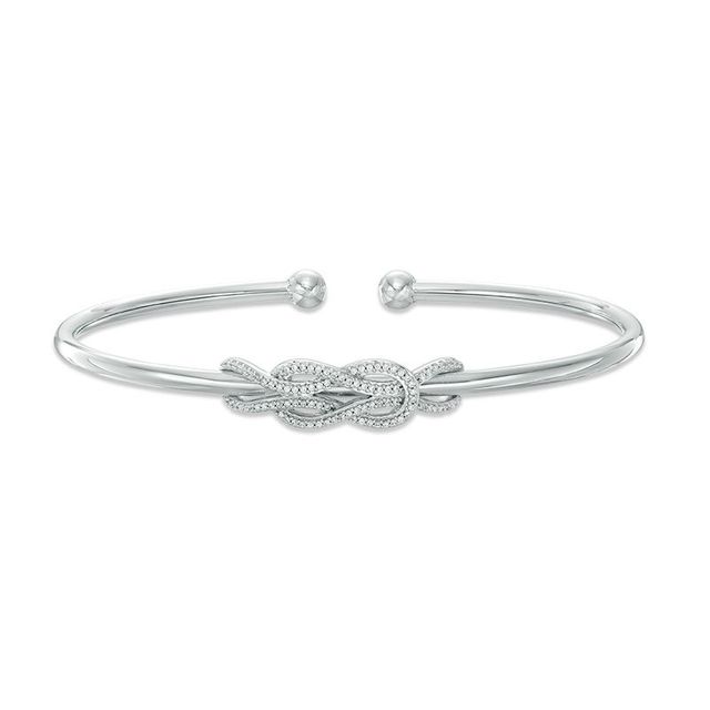 0.20 CT. T.W. Diamond  Infinity Knot Cuff Bracelet in Sterling Silver|Peoples Jewellers