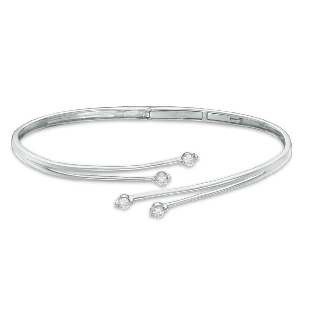0.33 CT. T.W. Diamond Four Stone Bypass Bangle in 10K White Gold|Peoples Jewellers