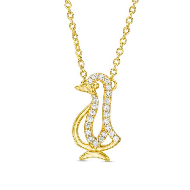 0.10 CT. T.W. Diamond Penguin Necklace in 10K Gold - 16.75"|Peoples Jewellers