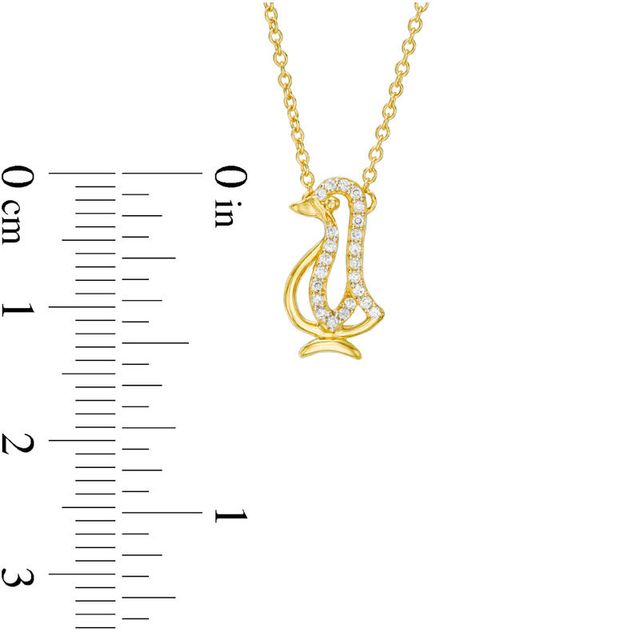 0.10 CT. T.W. Diamond Penguin Necklace in 10K Gold - 16.75"