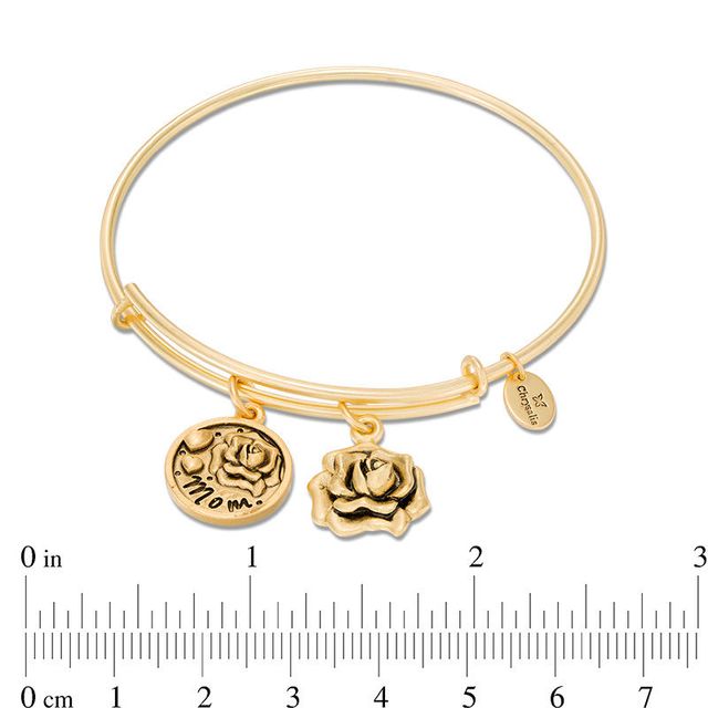 Chrysalis "MOM" Charms Adjustable Bangle in Yellow-Tone Brass