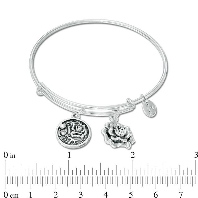 Chrysalis "MOM" Charms Adjustable Bangle in White Brass|Peoples Jewellers