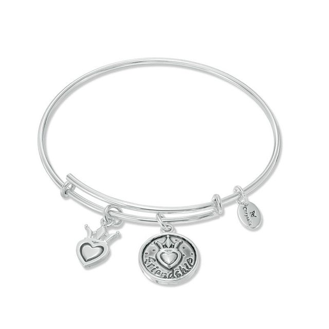 Chrysalis "Friendship" Charms Adjustable Bangle in White Brass|Peoples Jewellers