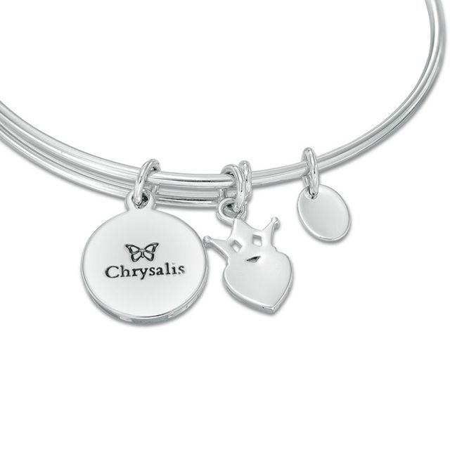 Chrysalis "Friendship" Charms Adjustable Bangle in White Brass|Peoples Jewellers