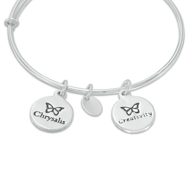 Chrysalis "Creativity" Charms Adjustable Bangle in White Brass|Peoples Jewellers