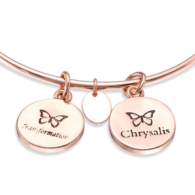 Chrysalis "Transformation" Charms Adjustable Bangle in Rose-Tone Brass|Peoples Jewellers