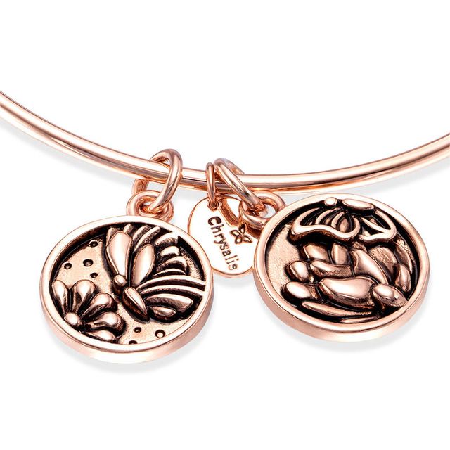 Chrysalis "Transformation" Charms Adjustable Bangle in Rose-Tone Brass|Peoples Jewellers