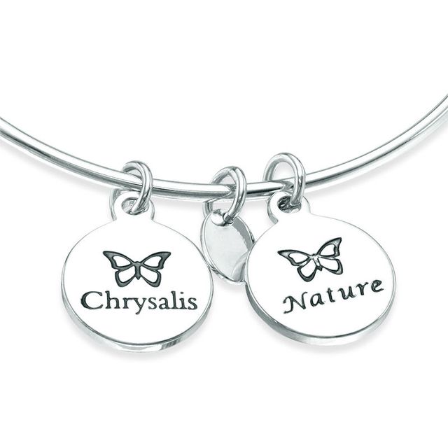 Chrysalis "Nature" Charms Adjustable Bangle in White Brass|Peoples Jewellers