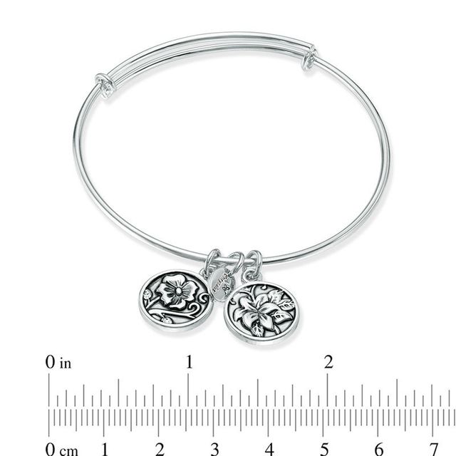 Chrysalis "Nature" Charms Adjustable Bangle in White Brass