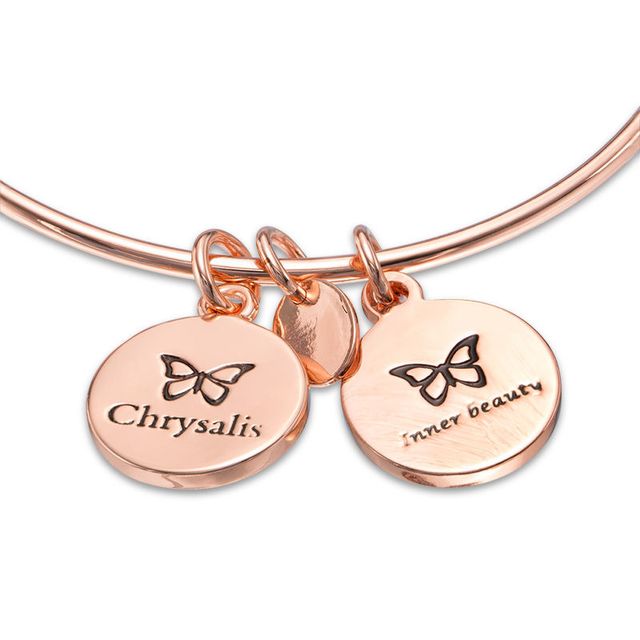 Chrysalis "Inner Beauty" Charms Adjustable Bangle in Rose-Tone Brass|Peoples Jewellers