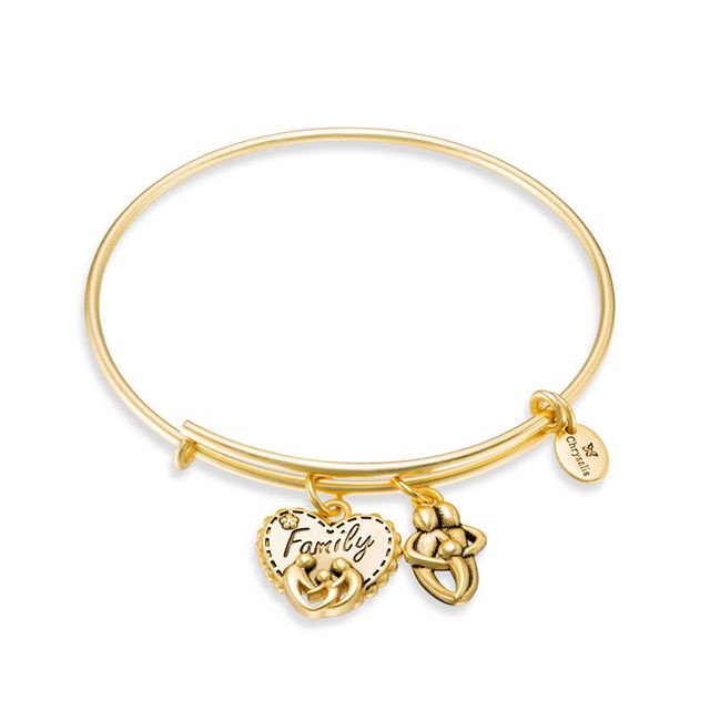 Chrysalis "Family" Charms Adjustable Bangle in Yellow-Tone Brass|Peoples Jewellers