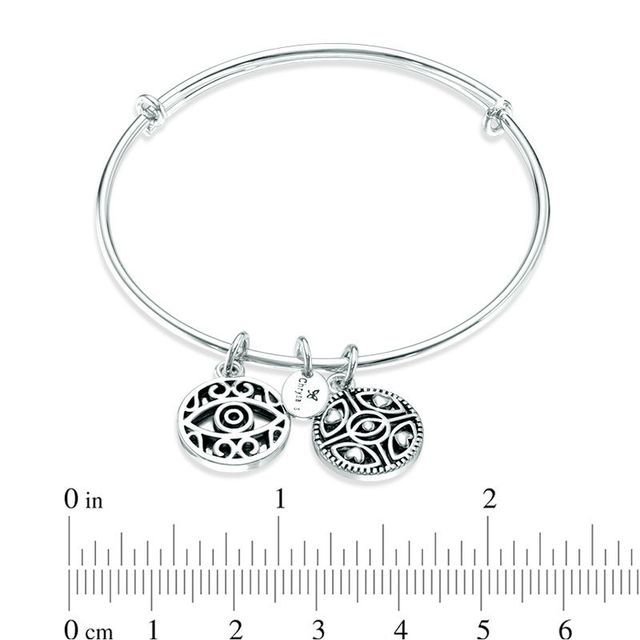 Chrysalis "Protection" Charms Adjustable Bangle in White Brass|Peoples Jewellers
