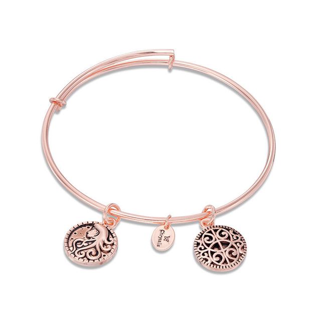 Chrysalis "Femininity" Charms Adjustable Bangle in Rose-Tone Brass|Peoples Jewellers