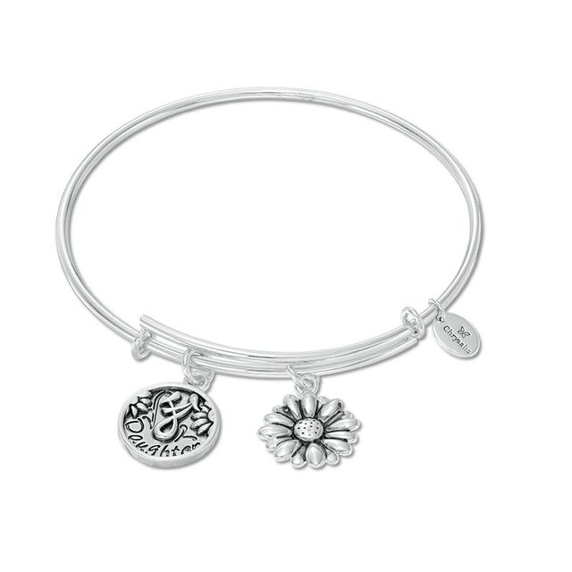 Chrysalis "Daughter" Charms Adjustable Bangle in White Brass|Peoples Jewellers