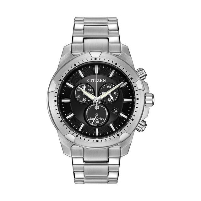 Men's Citizen Eco-Drive® Chronograph Watch with Black Dial (Model: AT2260-53E)|Peoples Jewellers