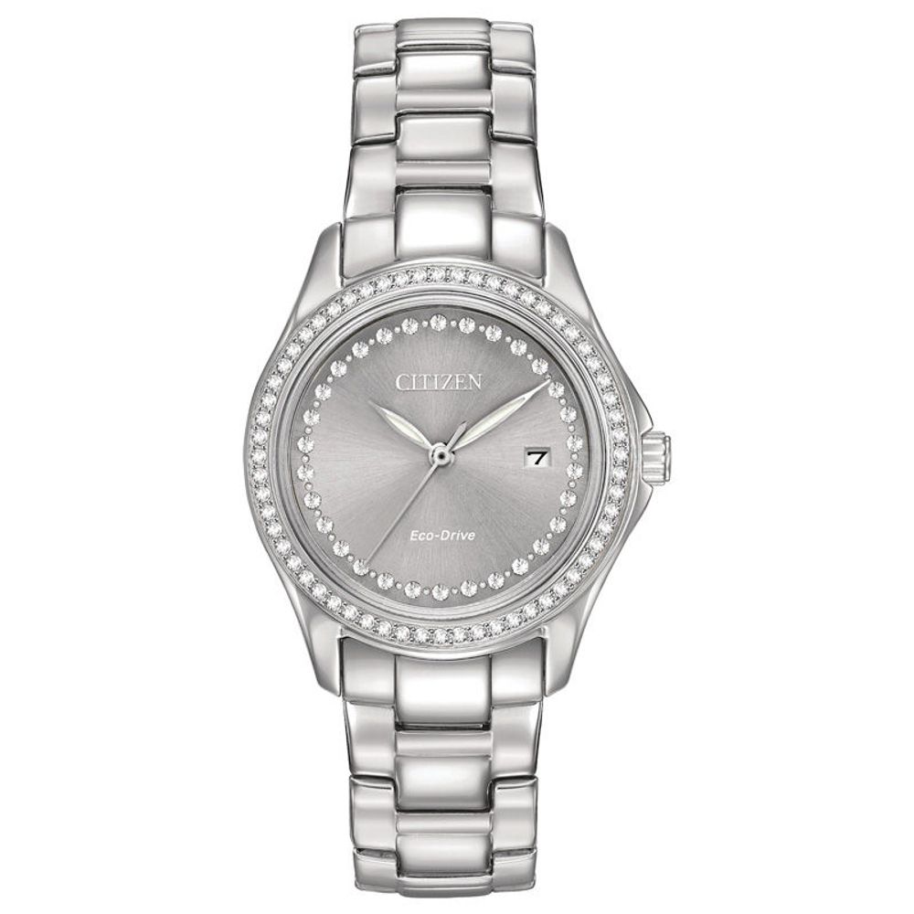 Ladies' Citizen Eco-Drive® Crystal Accent Watch with Grey Dial (Model: FE1140-86H)|Peoples Jewellers