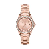 Ladies' Exclusive Citizen Eco-Drive® Crystal Accent Rose-Tone Watch (Model: FE1143-88Q)|Peoples Jewellers