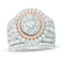 3.00 CT. T.W. Composite Diamond Frame Multi-Row Bridal Set in 14K Two-Tone Gold|Peoples Jewellers