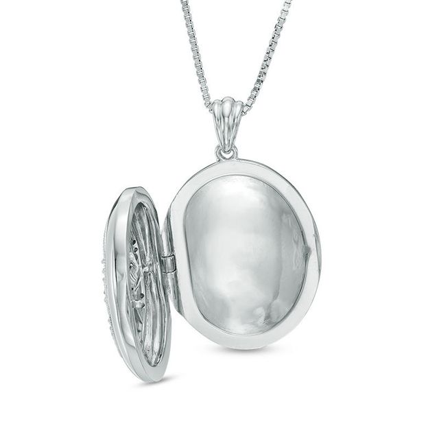 Unstoppable Love™ 0.12 CT. T.W. Diamond Vintage-Style Oval Locket in Sterling Silver|Peoples Jewellers