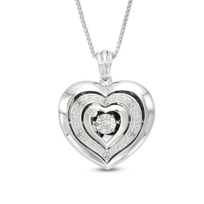 Unstoppable Love™ 0.05 CT. T.W. Diamond Triple Heart Locket in Sterling Silver|Peoples Jewellers