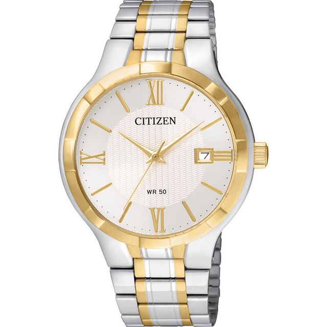 Men's Citizen Quartz Two-Tone Watch with White Dial (Model: BI5024-54A)|Peoples Jewellers