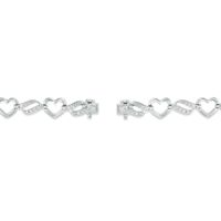 0.10 CT. T.W. Diamond Heart Link Bracelet in Sterling Silver - 7.5"|Peoples Jewellers