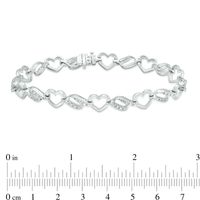 0.10 CT. T.W. Diamond Heart Link Bracelet in Sterling Silver - 7.5"|Peoples Jewellers