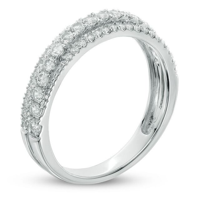 0.58 CT. T.W. Diamond Multi-Row Anniversary Band in 14K White Gold