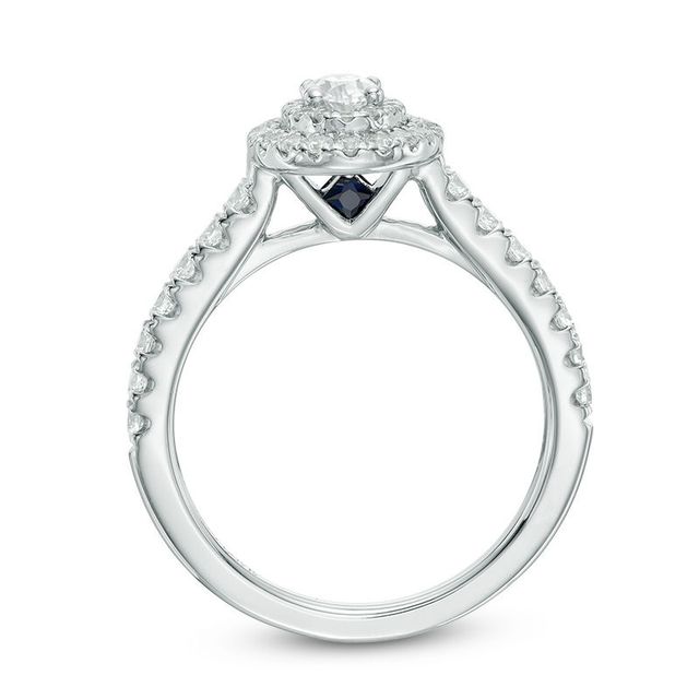Vera Wang Love Collection 0.70 CT. T.W. Oval Diamond Double Frame Engagement Ring in 14K White Gold|Peoples Jewellers