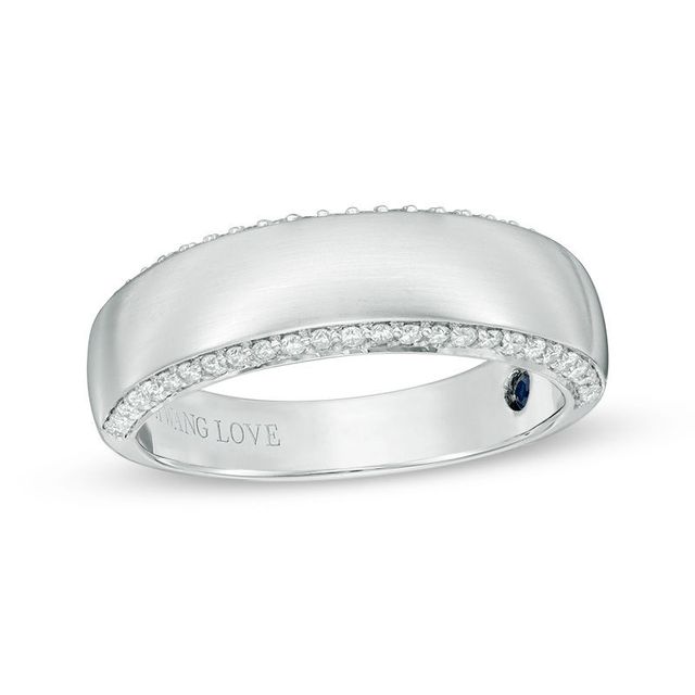 Vera Wang Love Collection Men's 0.37 CT. T.W. Diamond Edge Wedding Band in 14K White Gold|Peoples Jewellers