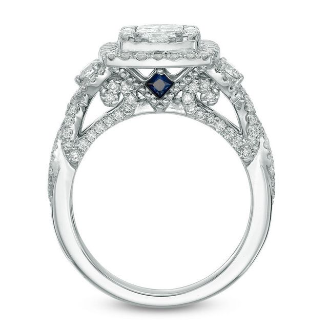 Vera Wang Love Collection 1.30 CT. T.W. Quad Princess-Cut Diamond Frame Engagement Ring in 14K White Gold|Peoples Jewellers