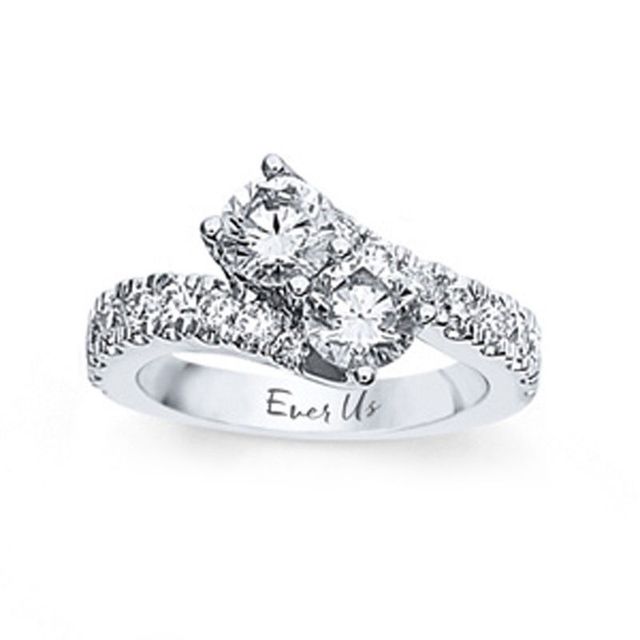 Ever Us™ CT. T.W. Two-Stone Diamond Bypass Ring in 14K White Gold (H-I/I2)|Peoples Jewellers