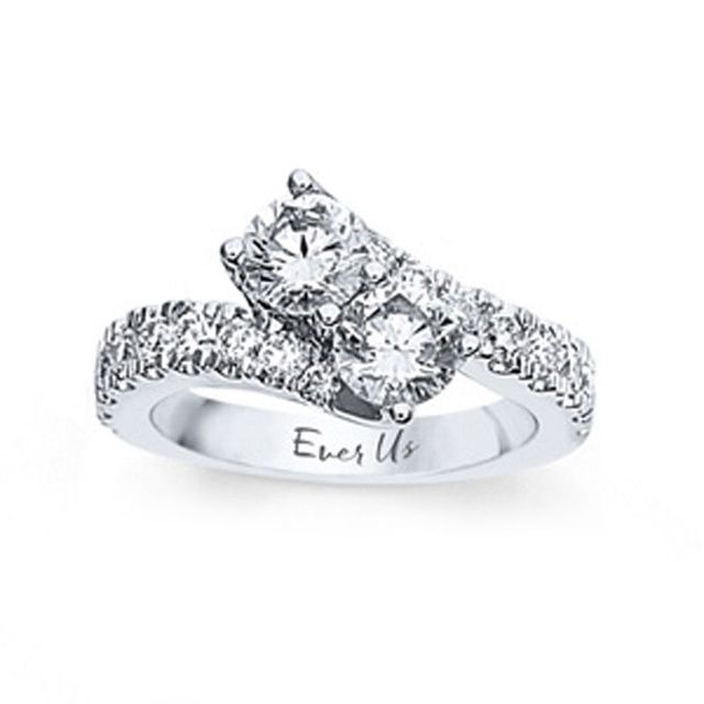 Ever Us™ CT. T.W. Two-Stone Diamond Bypass Ring in 14K White Gold (H-I/I2