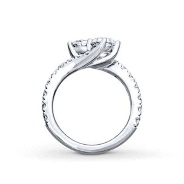 Ever Us™ CT. T.W. Two-Stone Diamond Bypass Ring in 14K White Gold (H-I/I2)|Peoples Jewellers