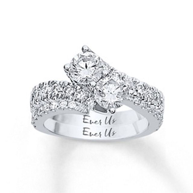 Ever Us™ CT. T.W. Two-Stone Diamond Bypass Ring in 14K White Gold (H-I/I2)|Peoples Jewellers