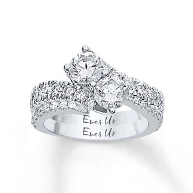 Ever Us™ CT. T.W. Two-Stone Diamond Bypass Ring in 14K White Gold (H-I/I2