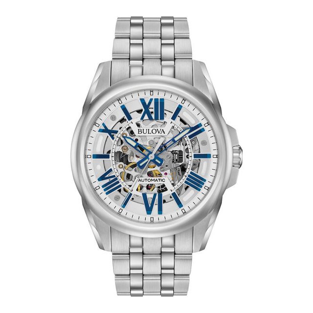 Men's Bulova Sutton Automatic Watch with Silver-Tone Skeleton Dial (Model: 96A187)|Peoples Jewellers