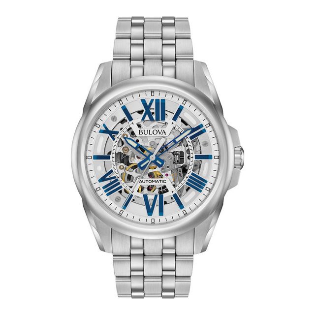 Men's Bulova Sutton Automatic Watch with Silver-Tone Skeleton Dial (Model: 96A187)