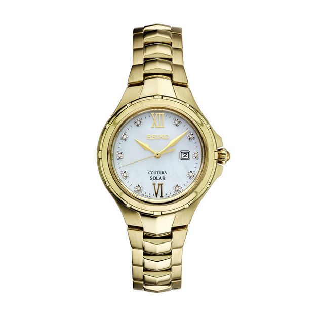 Peoples Ladies' Seiko Coutura Solar Diamond Accent Gold-Tone Watch with  Mother-of-Pearl Dial (Model: SUT310) | Bramalea City Centre