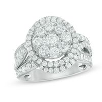 2.00 CT. T.W. Composite Diamond Frame Split Shank Engagement Ring in 14K White Gold|Peoples Jewellers