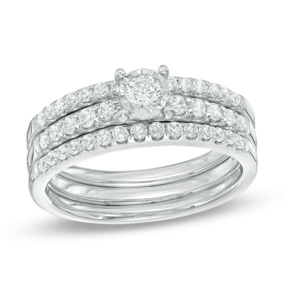 0.63 CT. T.W. Diamond Three Piece Bridal Set in 10K White Gold|Peoples Jewellers