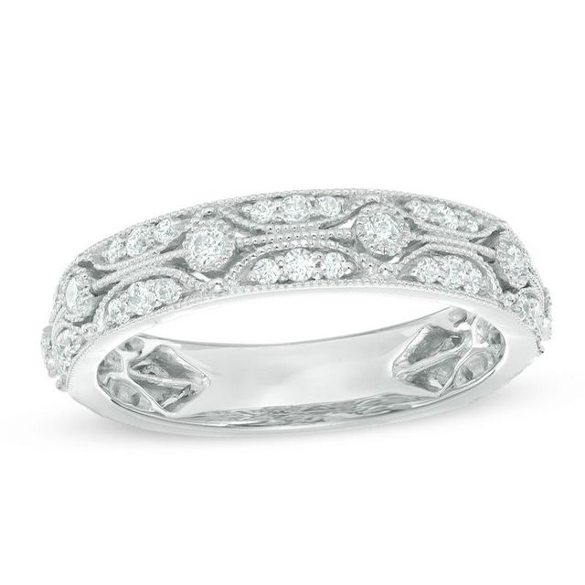 0.45 CT. T.W. Diamond Vintage-Style Anniversary Band in 14K White Gold|Peoples Jewellers